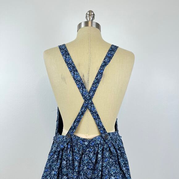 Free People Petunia Dainty Floral Mini Overall Western Dress Open Back Boho (M) - Picture 9 of 11